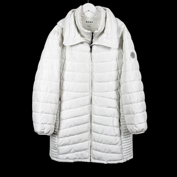 DKNY Built-in Vest Hooded Puffer Coat - Picture 15 of 16